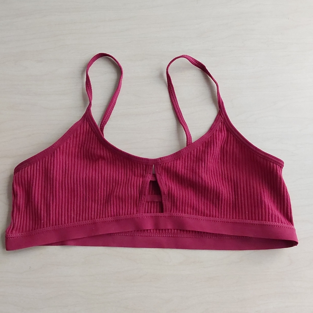 Women's Ribbed Dark Red Bralette Medium